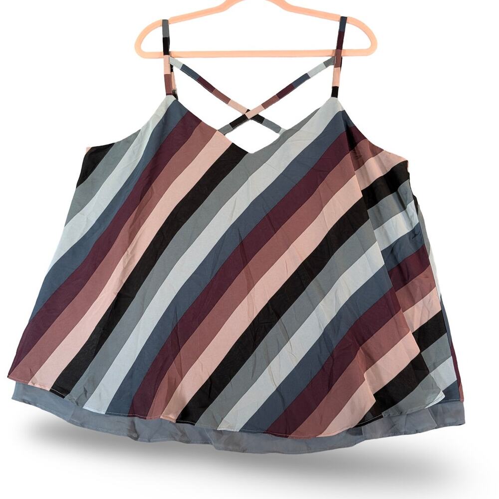 Torrid Striped Strappy Spaghetti Strap Flowy Tank Top Size 2